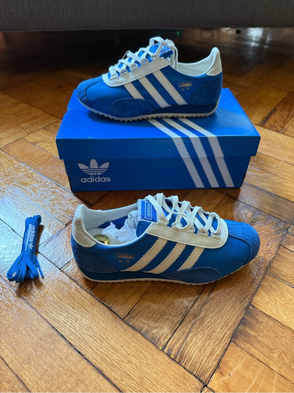 adidas SL 72 PT Blue and White Low-Top Sneakers